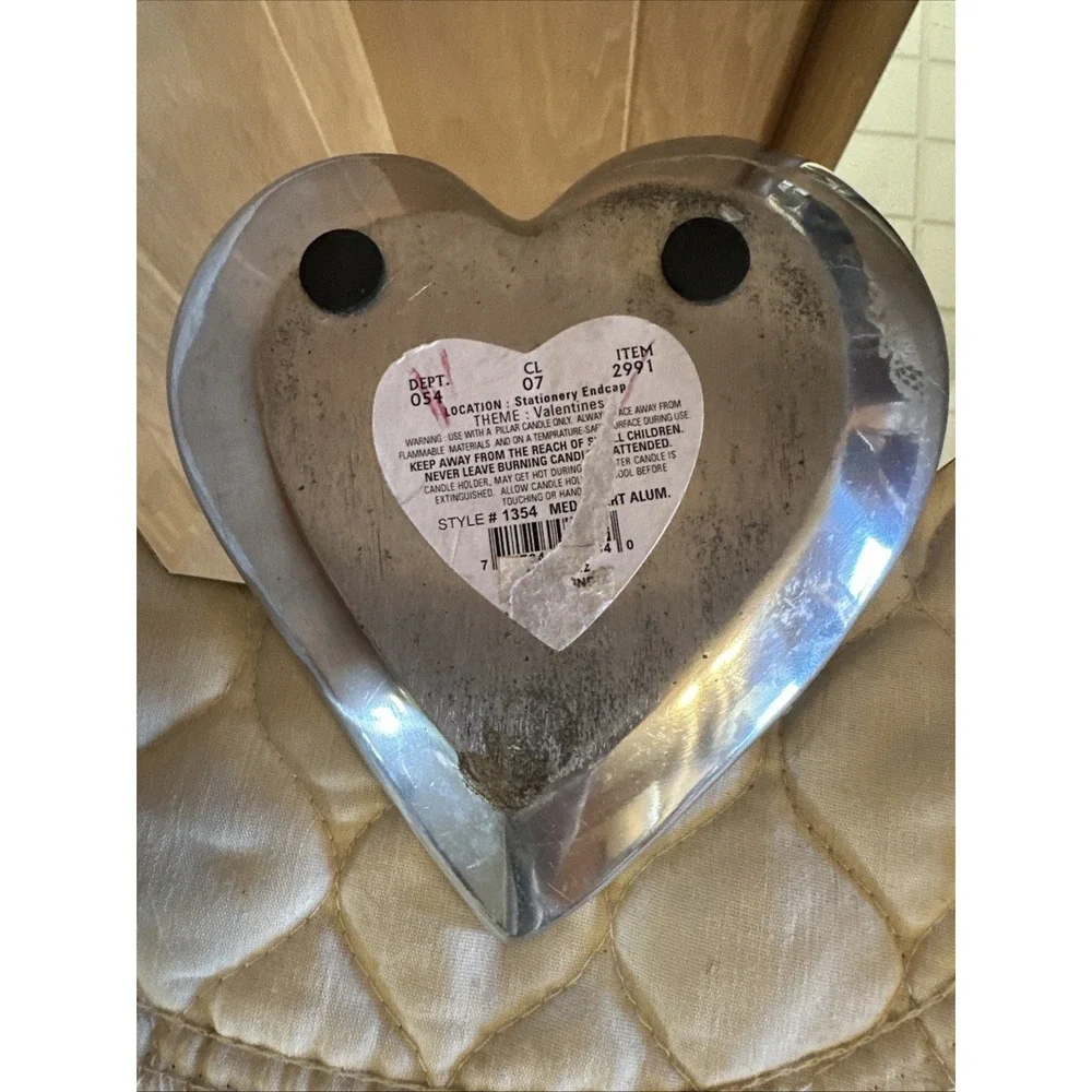 Heart shaped‎ Polished metal Silver trinket Tray Or Candle Holder